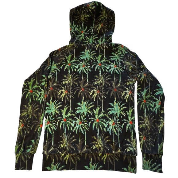 Scotch & Soda All Over Palm Tree Print French Terry Pullover Green Hoodie (M) - Picture 2 of 16